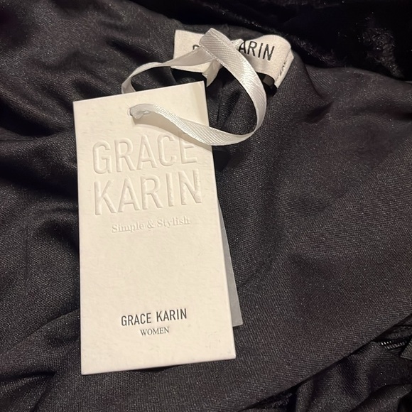 NWT Grace Karin Elegant Black Velvet Dress  2XL - Picture 5 of 5
